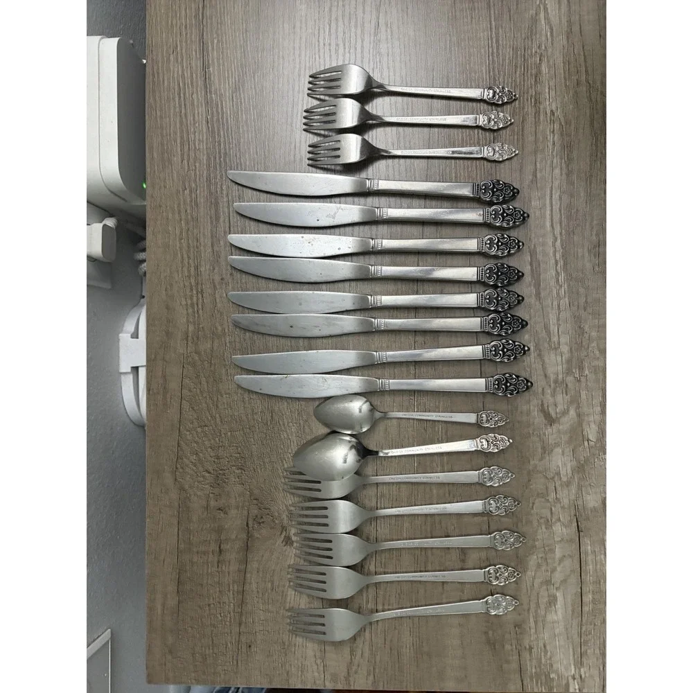 Oneida VINLAND Community Stainless flatware 18pcs Silverware Forks Spoon Knives